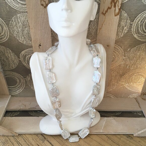 Retangular Freshwater Mabe Pearl Necklace